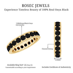 Round Cut Black Onyx Eternity Band in Channel Setting