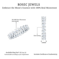 4.4 Carat Pear Cut Moonstone Eternity Band Ring