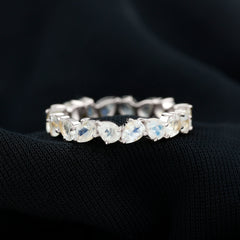 4.4 Carat Pear Cut Moonstone Eternity Band Ring