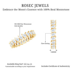 4.4 Carat Pear Cut Moonstone Eternity Band Ring