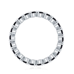 Genuine Pear Shaped Black Onyx Stackable Wedding Band