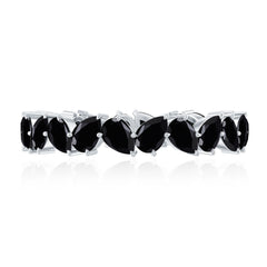 Genuine Pear Shaped Black Onyx Stackable Wedding Band