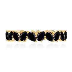 Genuine Pear Shaped Black Onyx Stackable Wedding Band