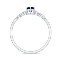 Certified 0.6 Carat Lab Grown Blue Sapphire Flower Promise Ring with Diamond