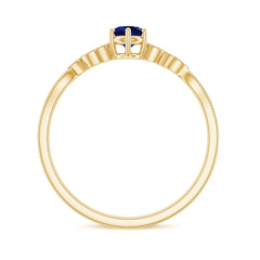 Certified 0.6 Carat Lab Grown Blue Sapphire Flower Promise Ring with Diamond