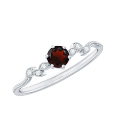 Nature Inspired Garnet Diamond Promise Ring