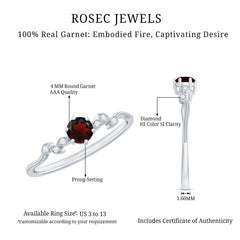 Nature Inspired Garnet Diamond Promise Ring