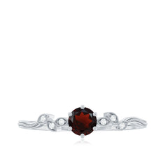 Nature Inspired Garnet Diamond Promise Ring