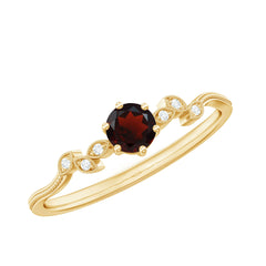Nature Inspired Garnet Diamond Promise Ring