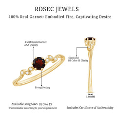 Nature Inspired Garnet Diamond Promise Ring