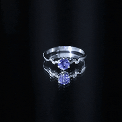 Real Tanzanite and Diamond Promise Ring