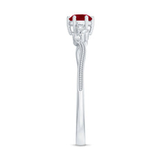 Ruby and Diamond Leaf Branch Promise Ring