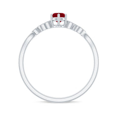 Ruby and Diamond Leaf Branch Promise Ring