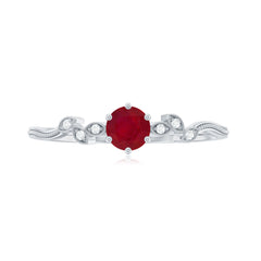Ruby and Diamond Leaf Branch Promise Ring