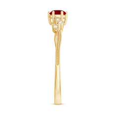 Ruby and Diamond Leaf Branch Promise Ring