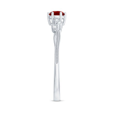 Minimalist Lab Grown Ruby Leaf Promise Ring With Real Diamonds