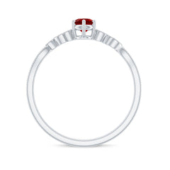 Minimalist Lab Grown Ruby Leaf Promise Ring With Real Diamonds