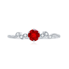 Minimalist Lab Grown Ruby Leaf Promise Ring With Real Diamonds