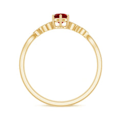 Minimalist Lab Grown Ruby Leaf Promise Ring With Real Diamonds