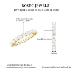 Certified Moissanite Stackable Eternity Band Ring