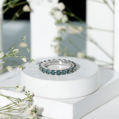 Certified London Blue Topaz Full Eternity Band Ring