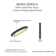 Certified London Blue Topaz Full Eternity Band Ring