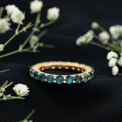 Certified London Blue Topaz Full Eternity Band Ring
