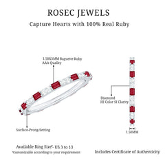 Genuine Baguette Ruby Diamond Eternity Ring for Women