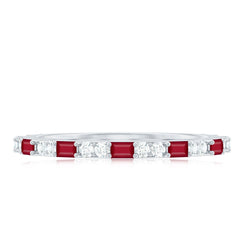 Genuine Baguette Ruby Diamond Eternity Ring for Women