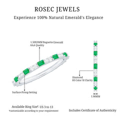Natural Baguette Emerald Diamond Eternity Ring in East West Style