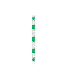 Natural Baguette Emerald Diamond Eternity Ring in East West Style