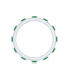 Natural Baguette Emerald Diamond Eternity Ring in East West Style