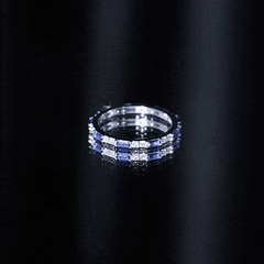 Certified Baguette Lab Blue Sapphire Eternity Ring with Diamond