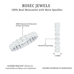 Princess Cut Certified Moissanite Full Eternity Ring