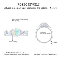 Ethiopian Opal Celtic Knot Engagement Ring with Surprise Diamond