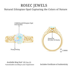 Ethiopian Opal Celtic Knot Engagement Ring with Surprise Diamond