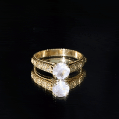 Vintage Style Moonstone and Diamond Flower Engagement Ring