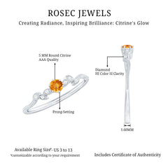 Nature Inspired Citrine Promise Ring with Diamond