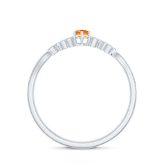 Nature Inspired Citrine Promise Ring with Diamond