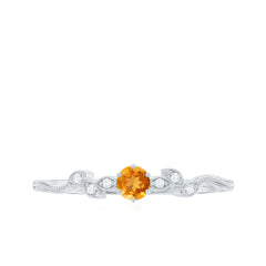 Nature Inspired Citrine Promise Ring with Diamond