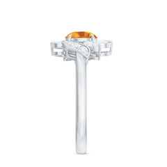 Certified Real 7mm Citrine Engagement Ring with Moissanite