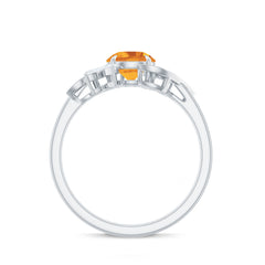 Certified Real 7mm Citrine Engagement Ring with Moissanite