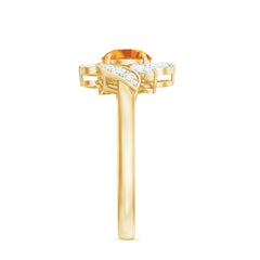 Certified Real 7mm Citrine Engagement Ring with Moissanite