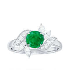 Nature Inspired Emerald Engagement Ring with Moissanite