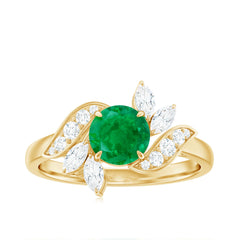 Nature Inspired Emerald Engagement Ring with Moissanite