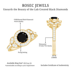 Vintage Inspired Created Black Diamond and Moissanite Engagement Ring