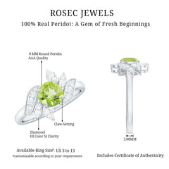 Nature Inspired 2 Carat Peridot Engagement Ring with Diamond