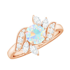 Nature Inspired Ethiopian Opal and Diamond Engagement Ring