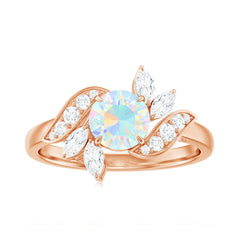 Nature Inspired Ethiopian Opal and Diamond Engagement Ring