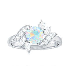 Nature Inspired Ethiopian Opal and Diamond Engagement Ring